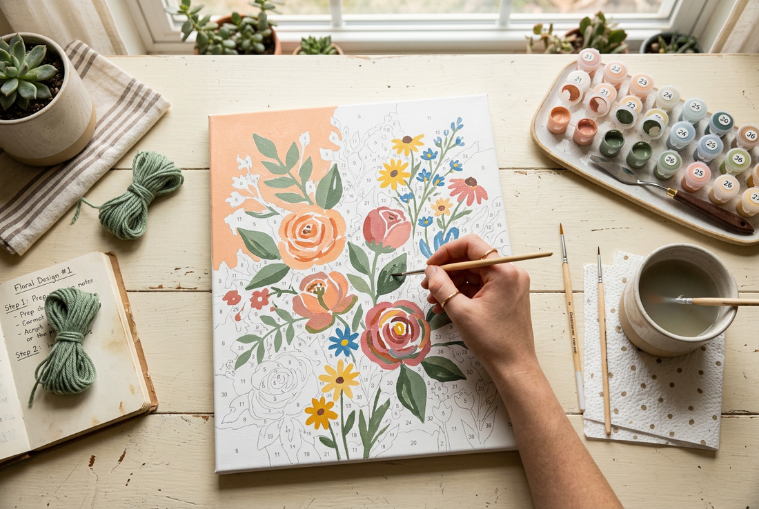 Paint-by-numbers beginner tutorial illustration