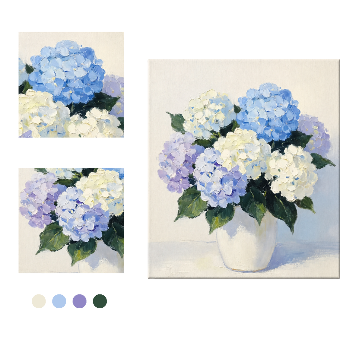 blue hydrangea vase paint by numbers numbered canvas detail