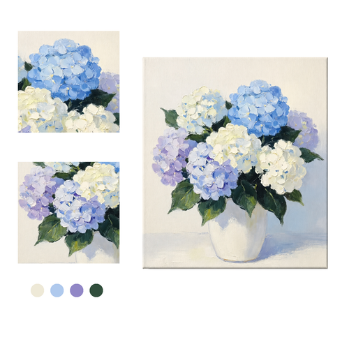blue hydrangea vase paint by numbers numbered canvas detail