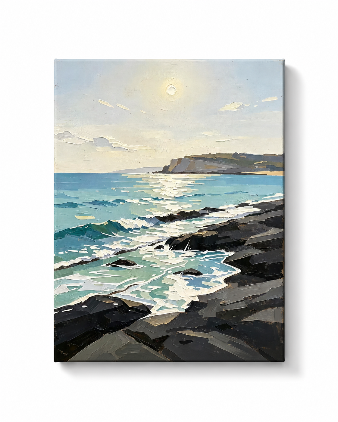 dramatic rocky coastline and ocean waves paint by numbers kit for adults