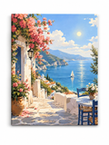 Mediterranean Flower Path Seascape paint by numbers kit for adults