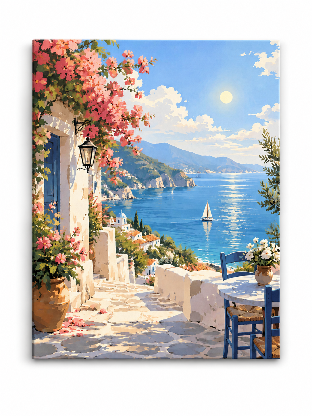 Mediterranean Flower Path Seascape paint by numbers kit for adults