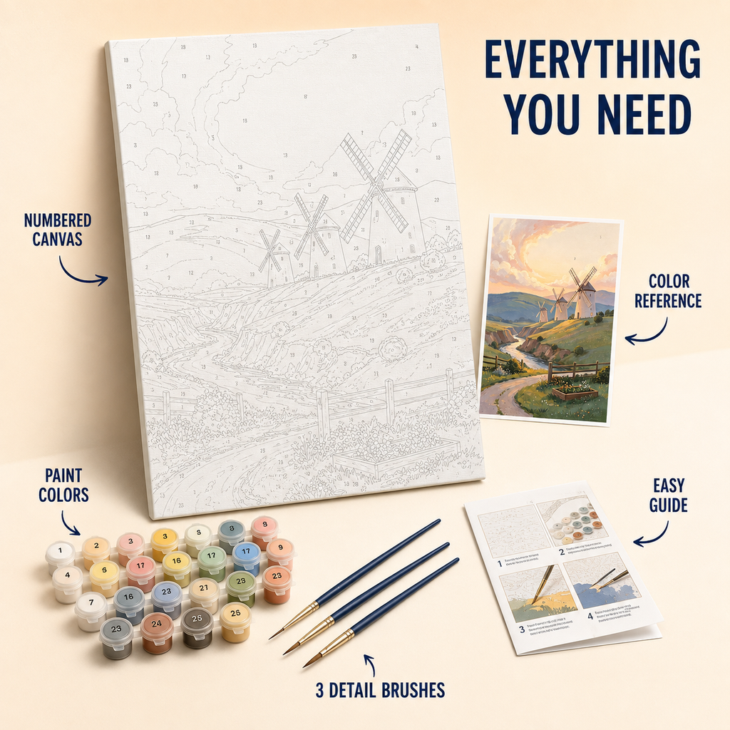 Windmill River Valley numbered canvas and kit details