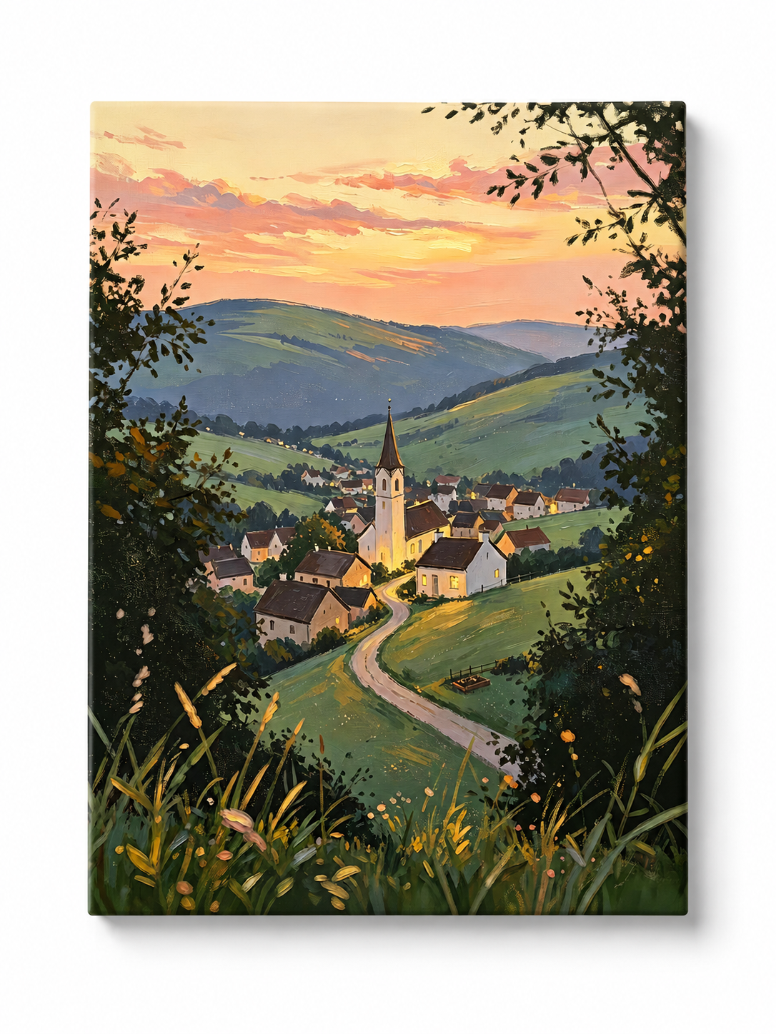 Twilight Church Village paint by numbers kit for adults