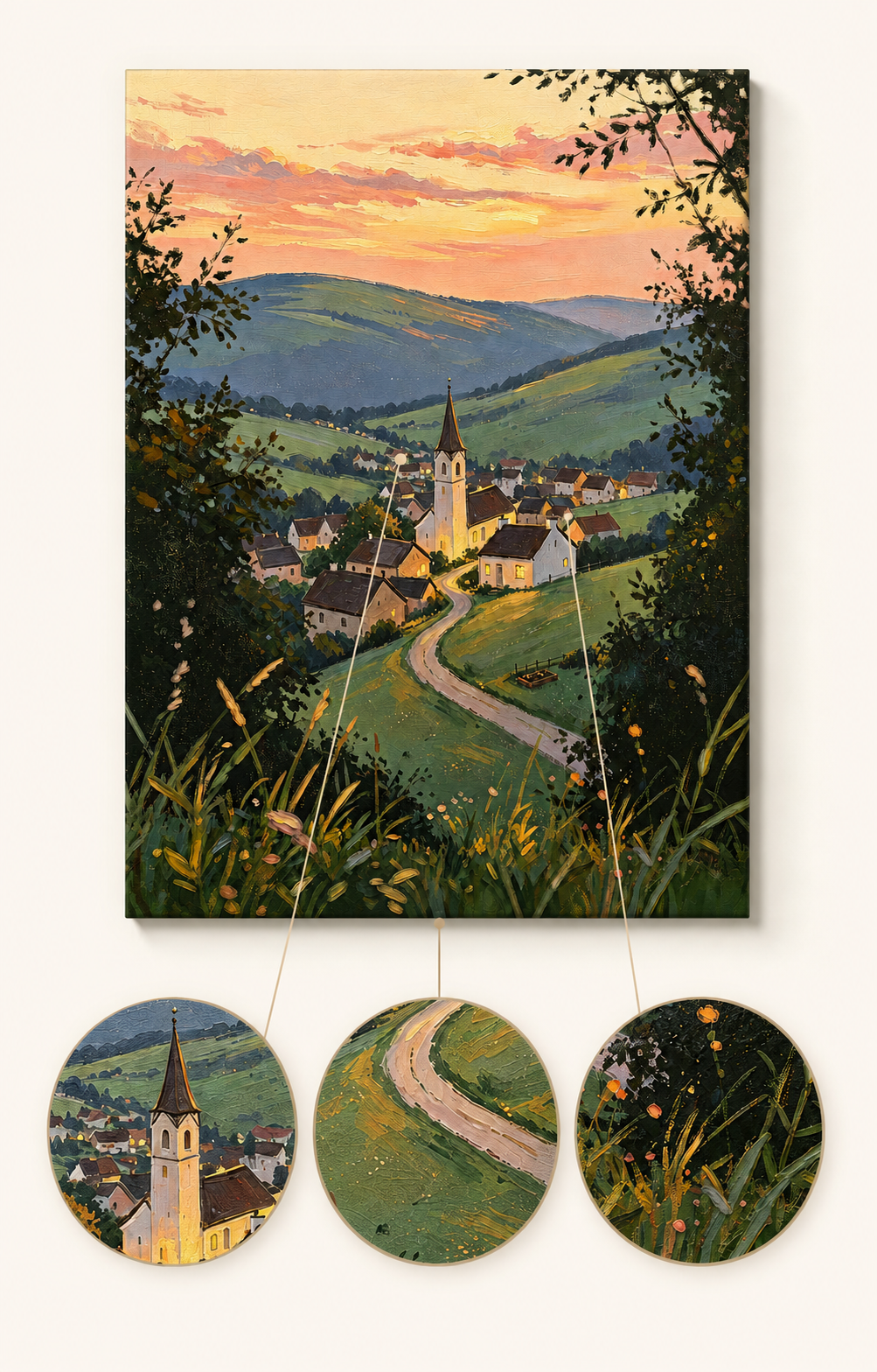 Twilight Church Village finished artwork detail