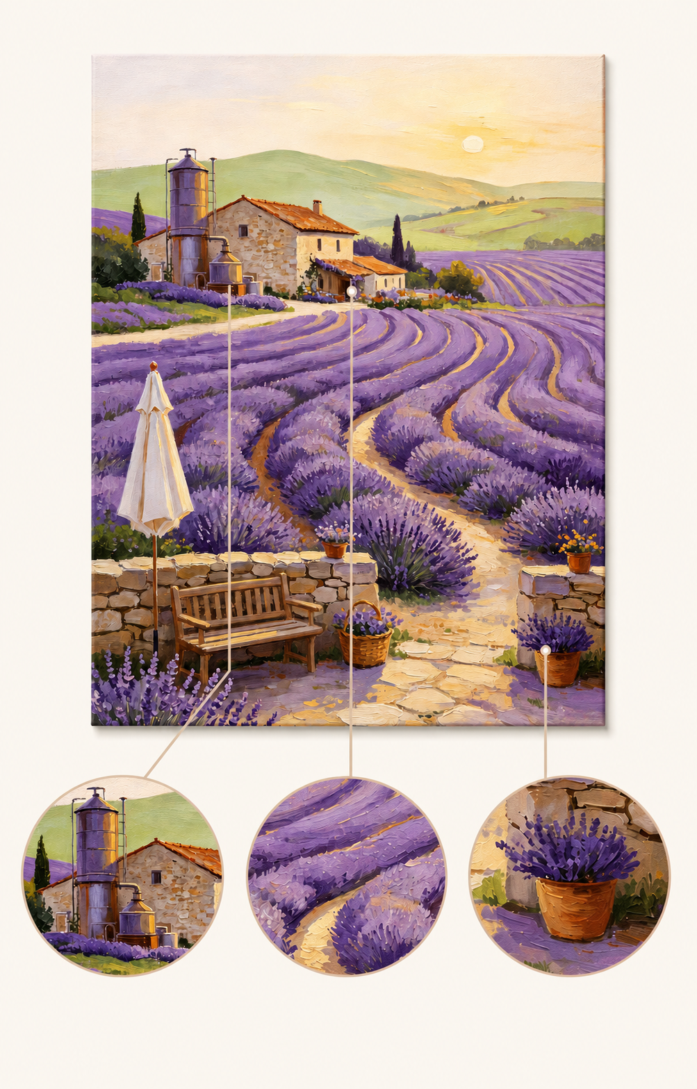 Provence Lavender Fields finished artwork detail