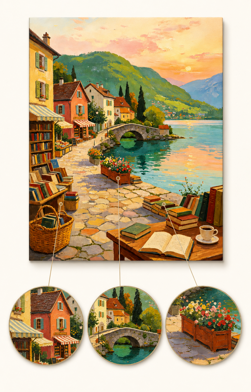 Lakeside Bookshop Town finished artwork detail