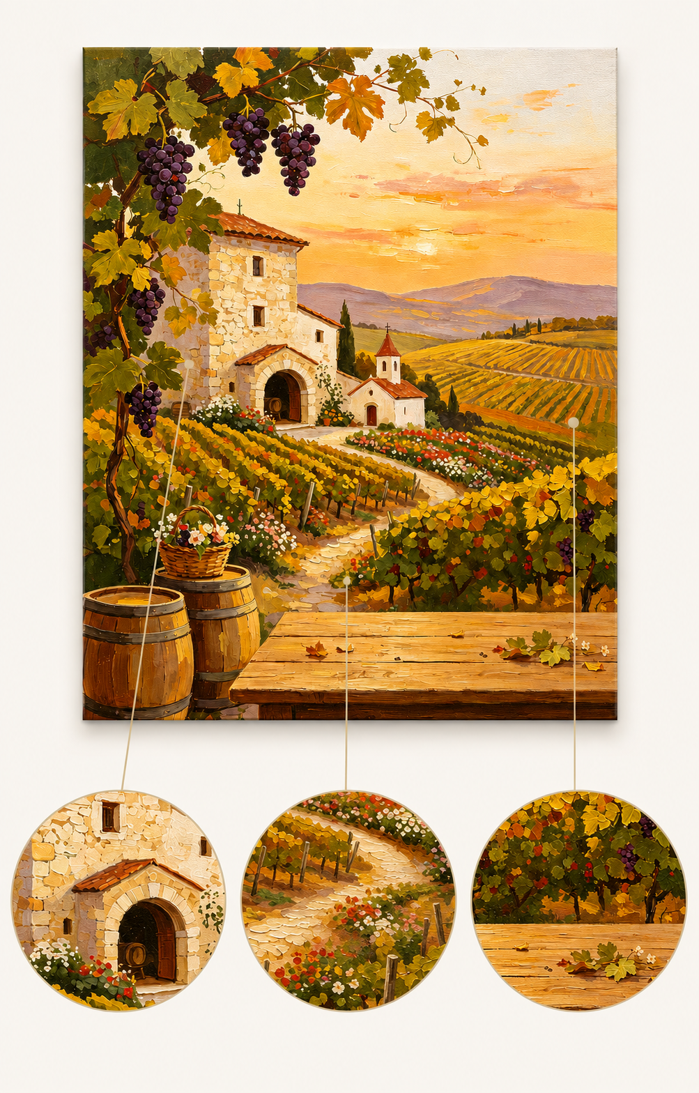 Autumn Vineyard Estate finished artwork detail