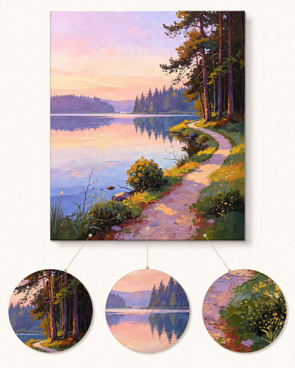 Twilight Lakeside Path finished artwork detail