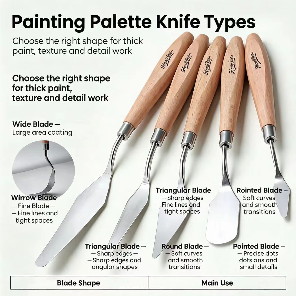 Palette knife tools for paint by numbers