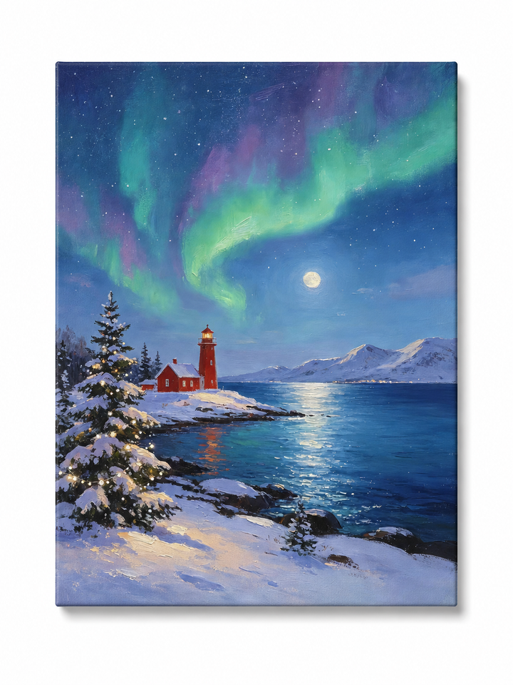 Aurora Christmas Lighthouse paint by numbers kit for adults