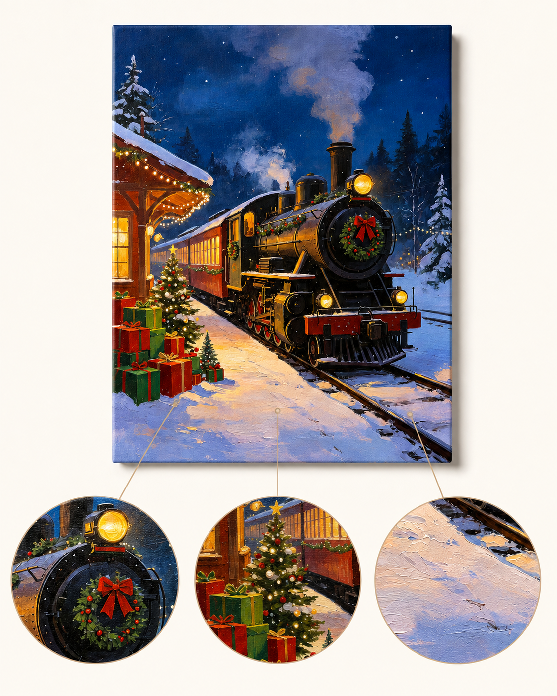 Christmas Gift Train finished artwork detail