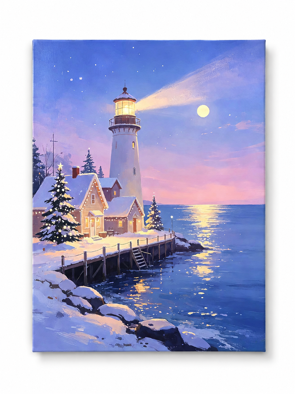 Christmas Moonlight Lighthouse paint by numbers kit for adults