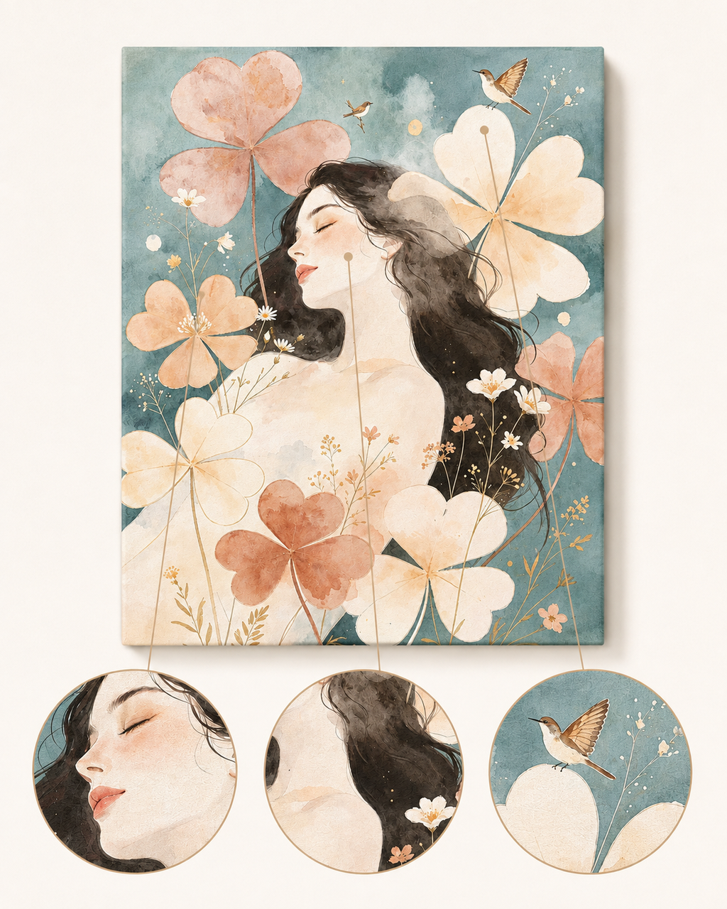 Four Leaf Clover Girl finished artwork detail