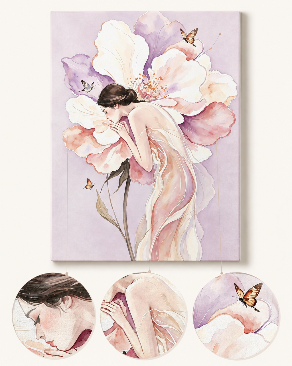 Floral Dream Girl finished artwork detail