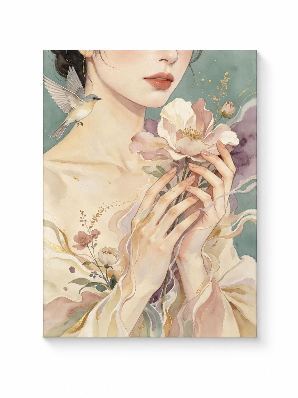 Flower and Bird Girl paint by numbers kit for adults