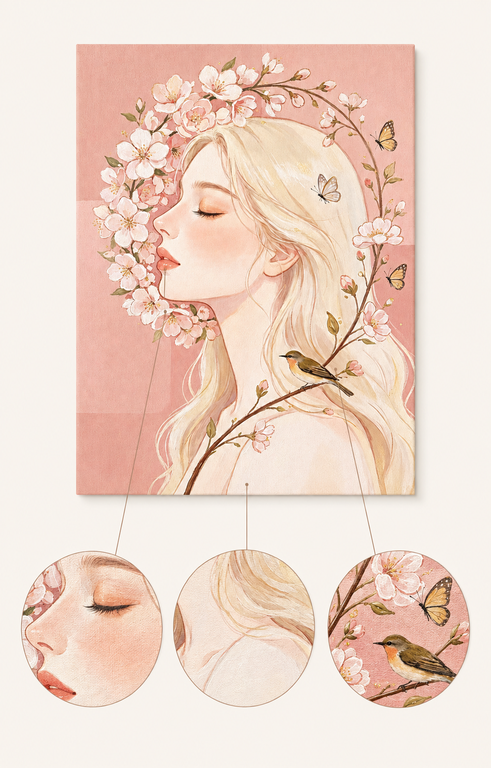 Cherry Blossom Girl finished artwork detail