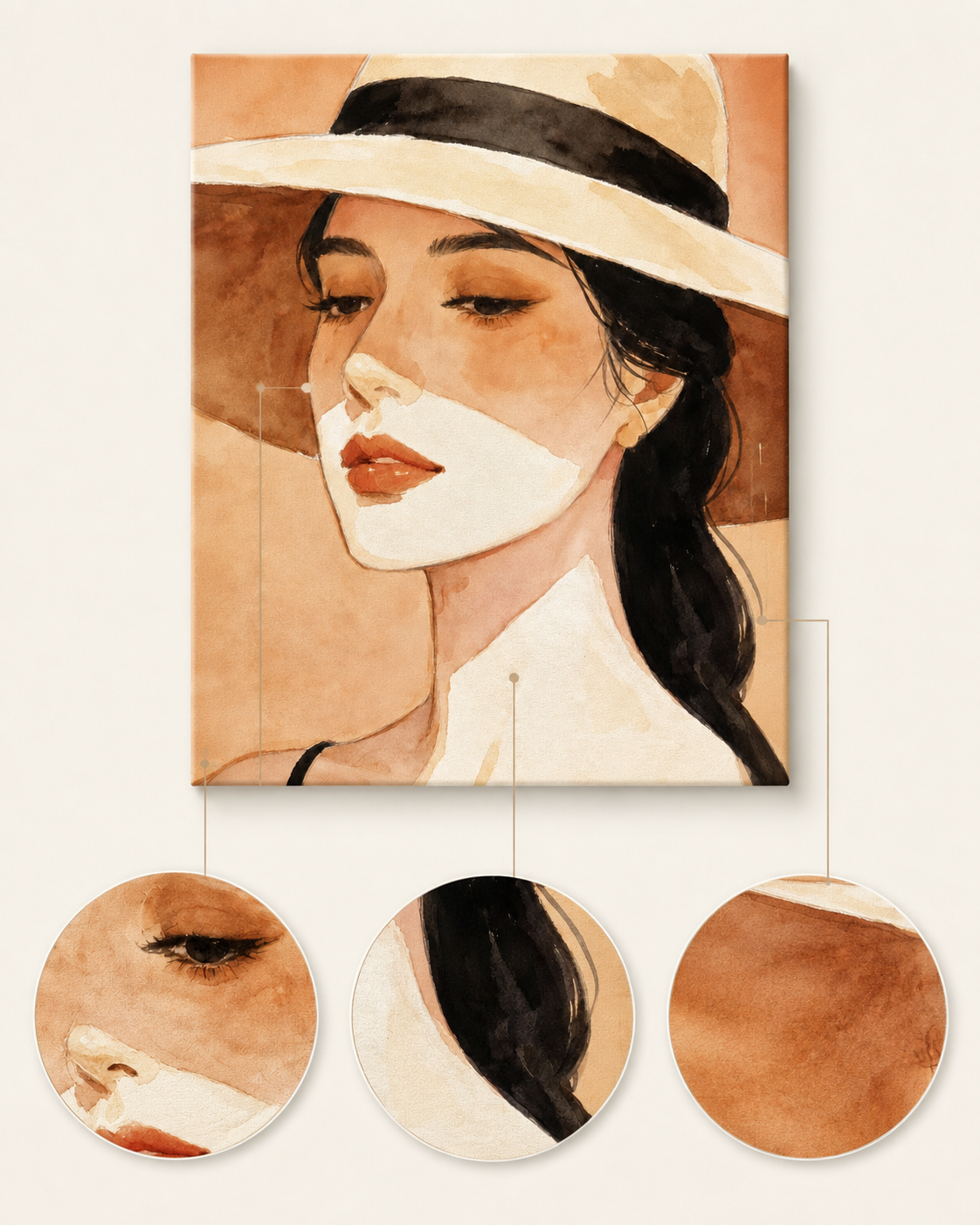 Retro Brim Hat Girl finished artwork detail