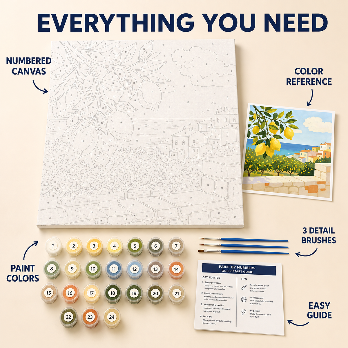 Coastal Lemon Grove framed paint by numbers artwork view