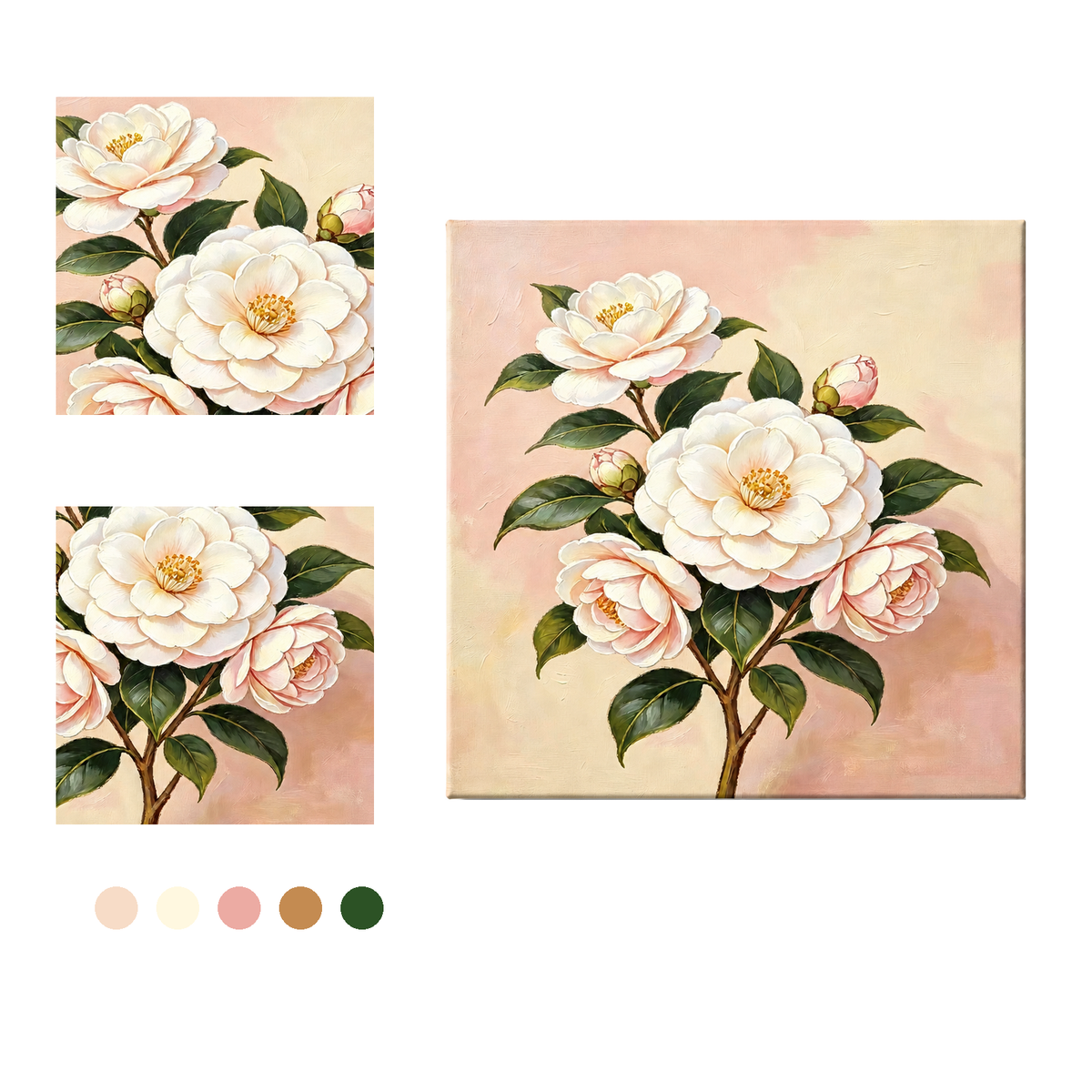 camellia flower paint by numbers numbered canvas detail