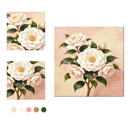camellia flower paint by numbers numbered canvas detail