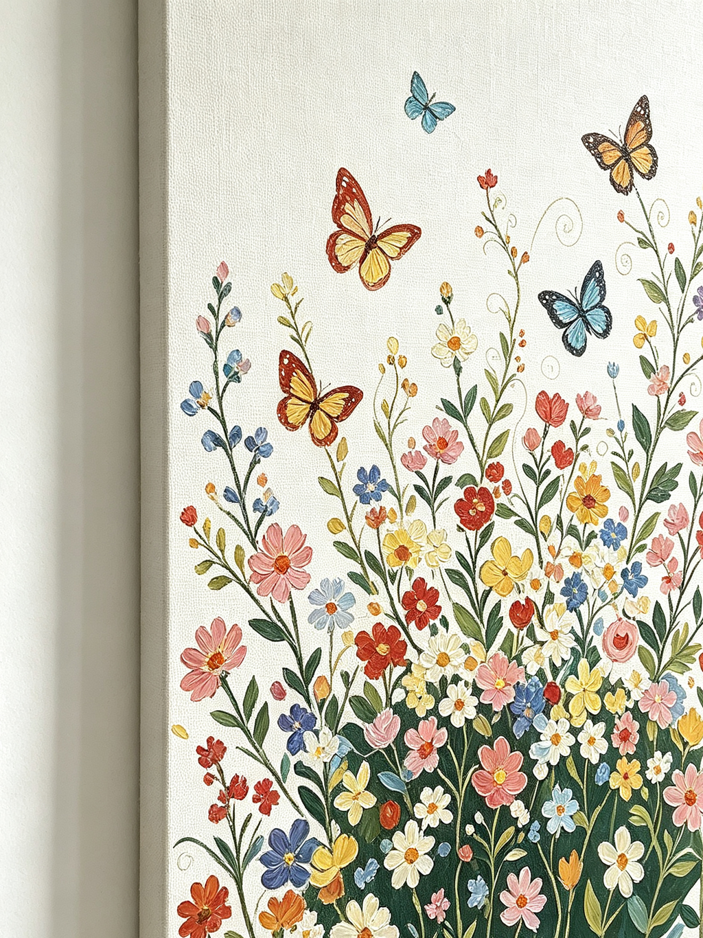 wildflower and butterfly paint by numbers numbered canvas detail
