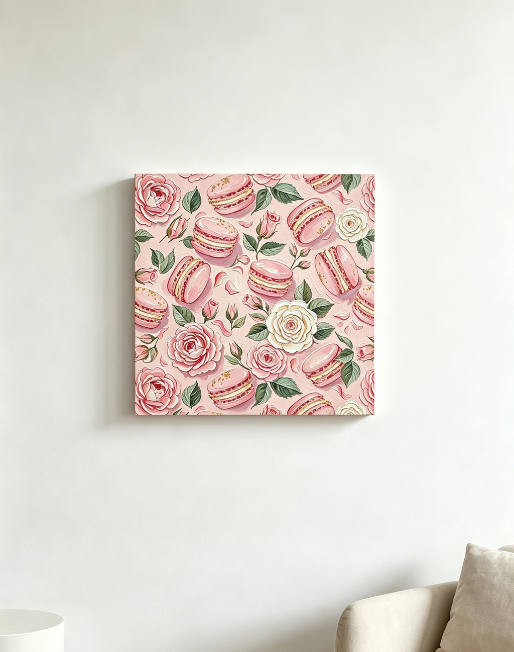 rose macaron floral paint by numbers numbered canvas detail