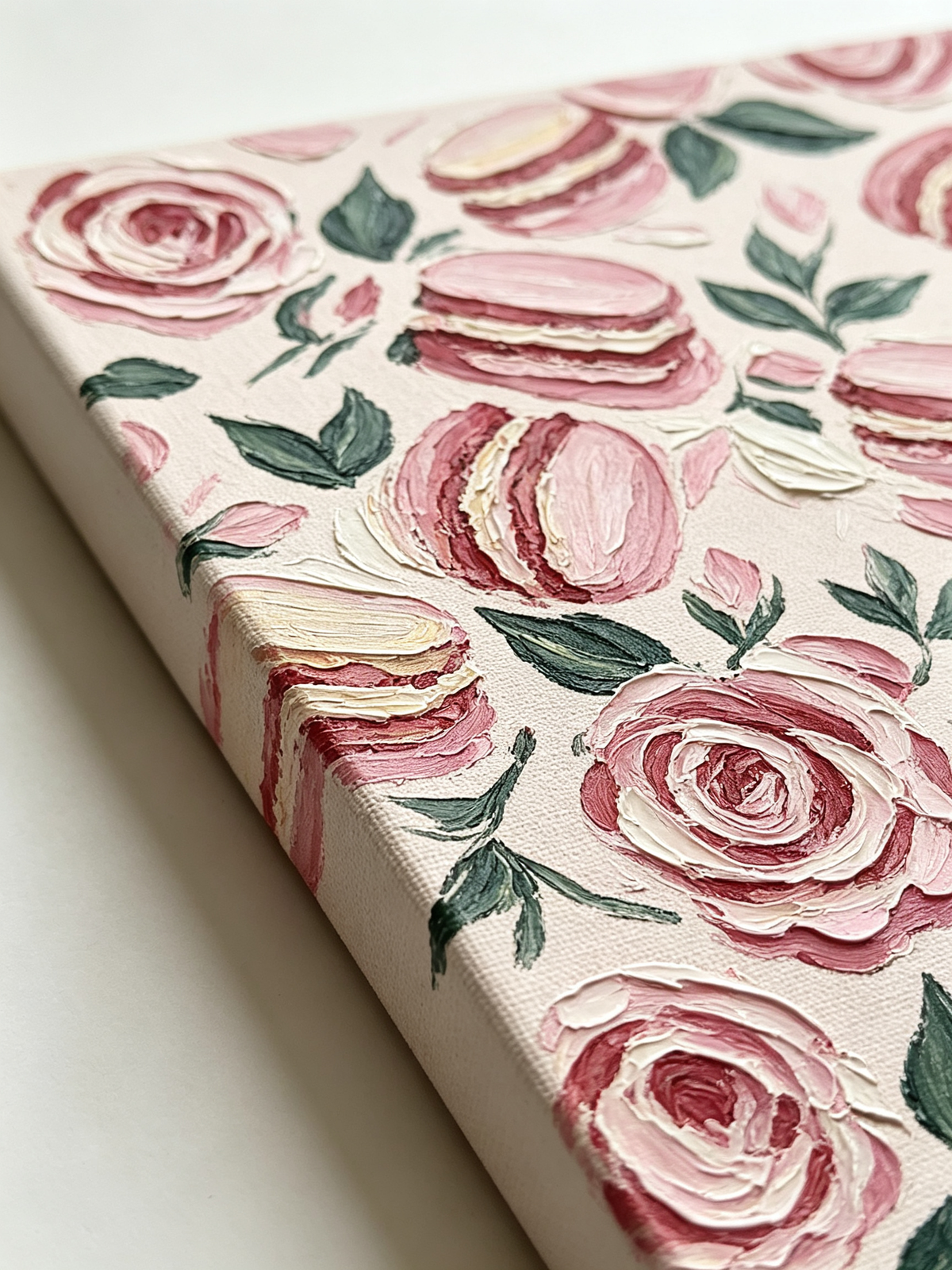 rose macaron floral paint by numbers painting artwork detail