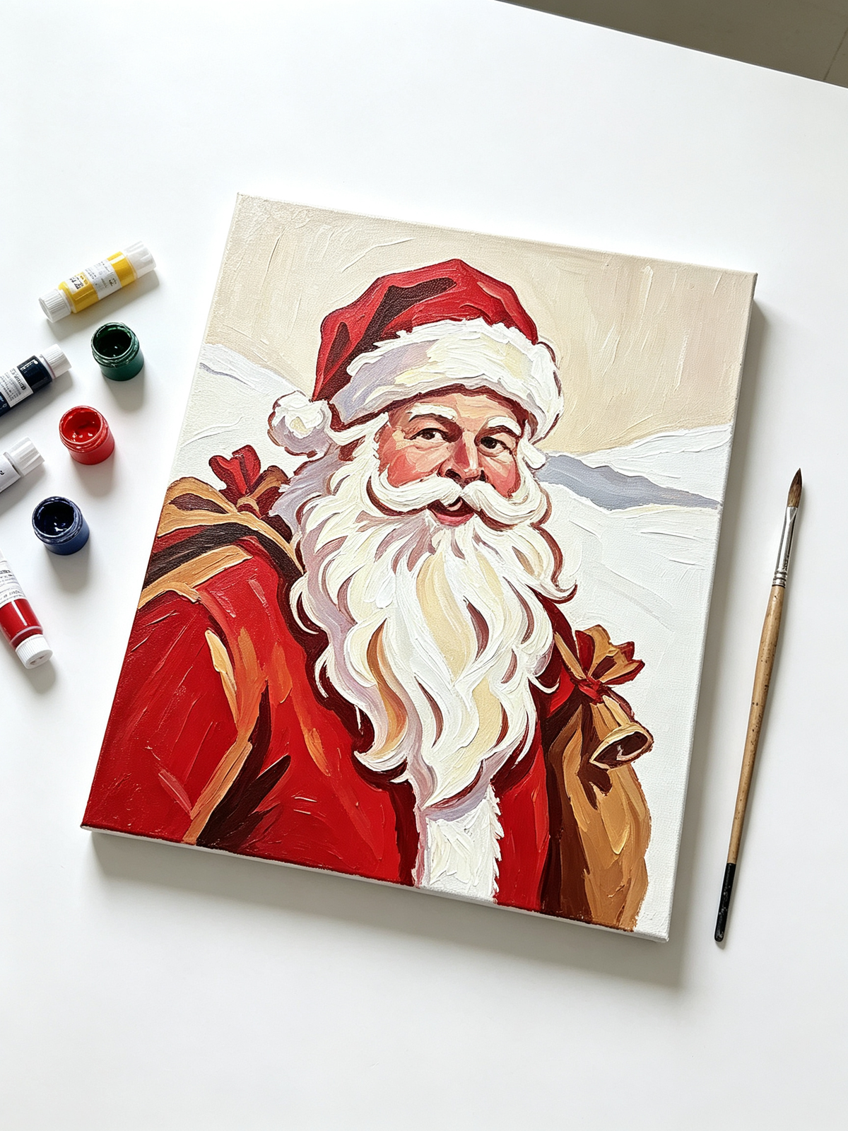 Santa Claus Christmas paint by numbers painting artwork detail