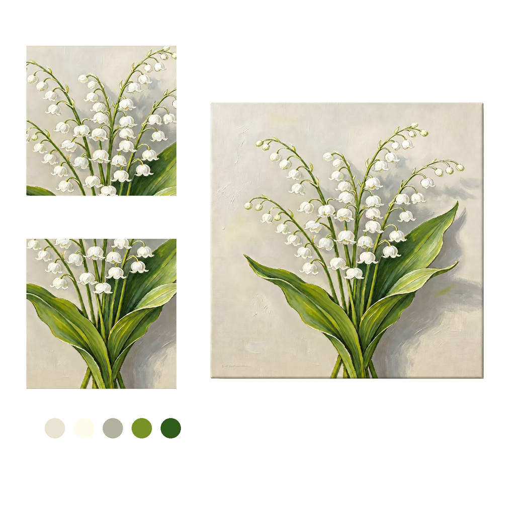 lily of the valley floral paint by numbers numbered canvas detail
