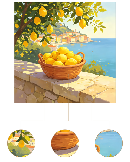 Bay View Lemon Basket finished artwork detail