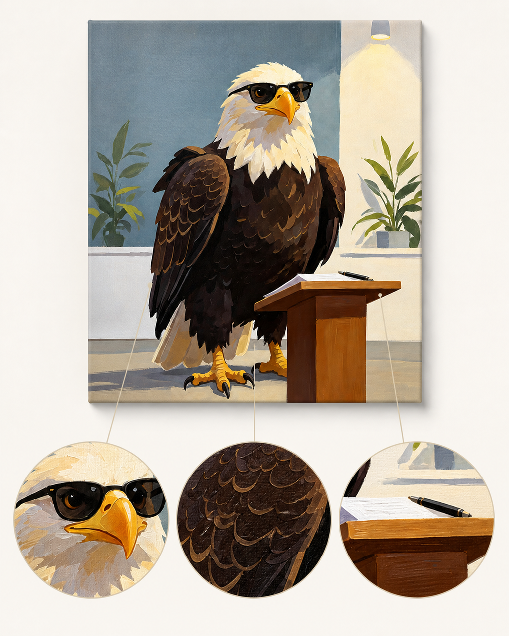 Cool bald eagle paint by numbers artwork detail