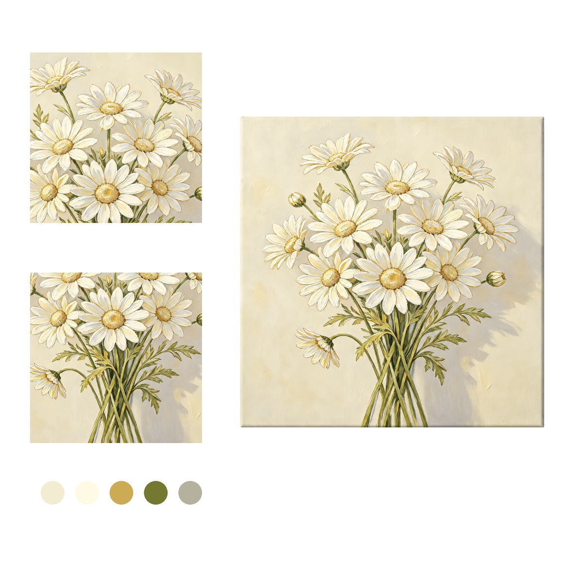 white daisy floral paint by numbers numbered canvas detail