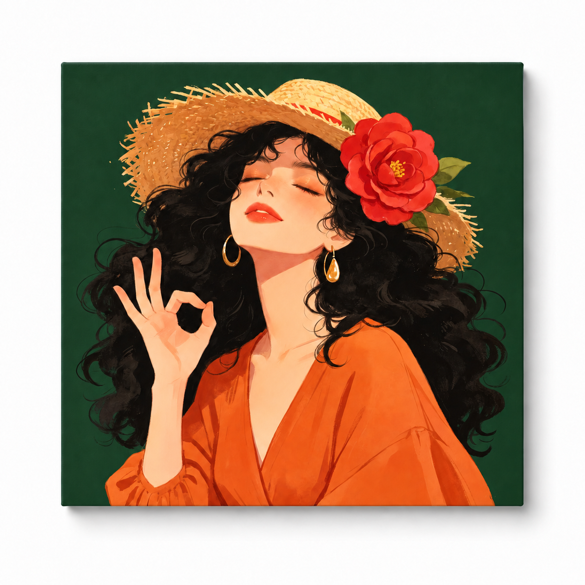Sunlit Rose Muse portrait paint by numbers artwork detail