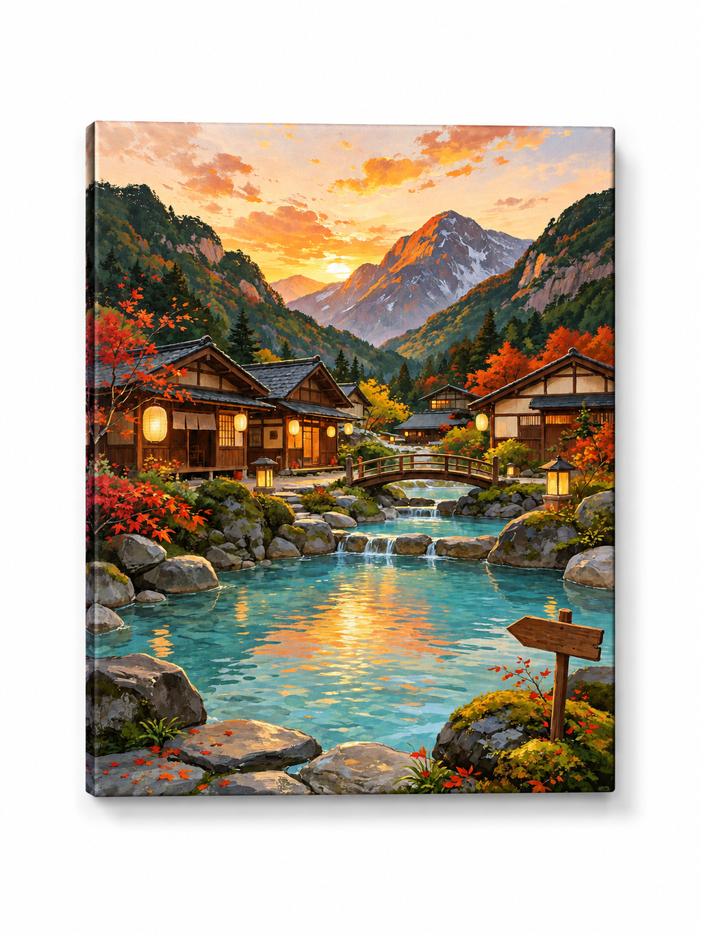 Japanese Mountain Village in Autumn paint by numbers kit for adults