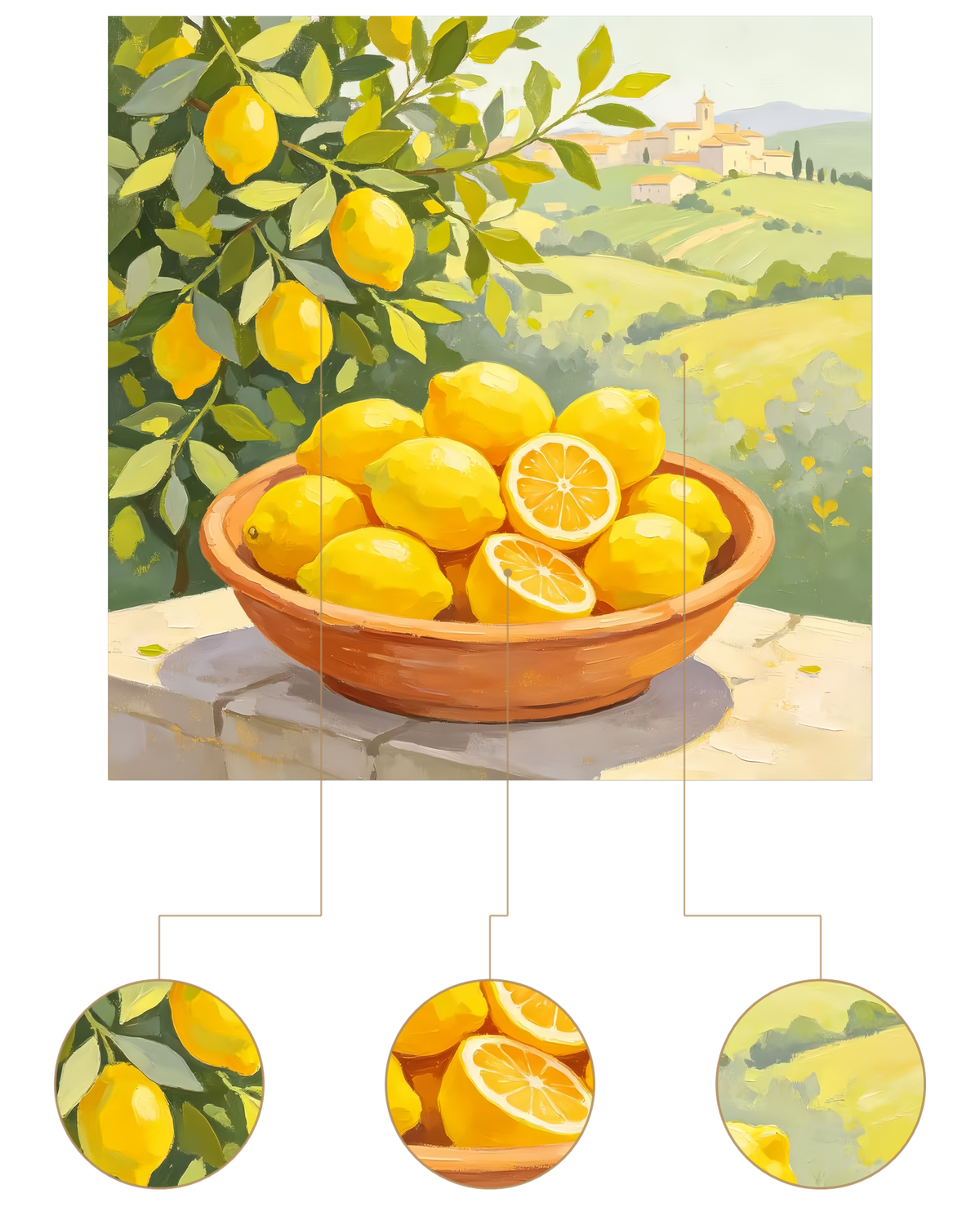 Tuscan Lemon Harvest finished artwork detail
