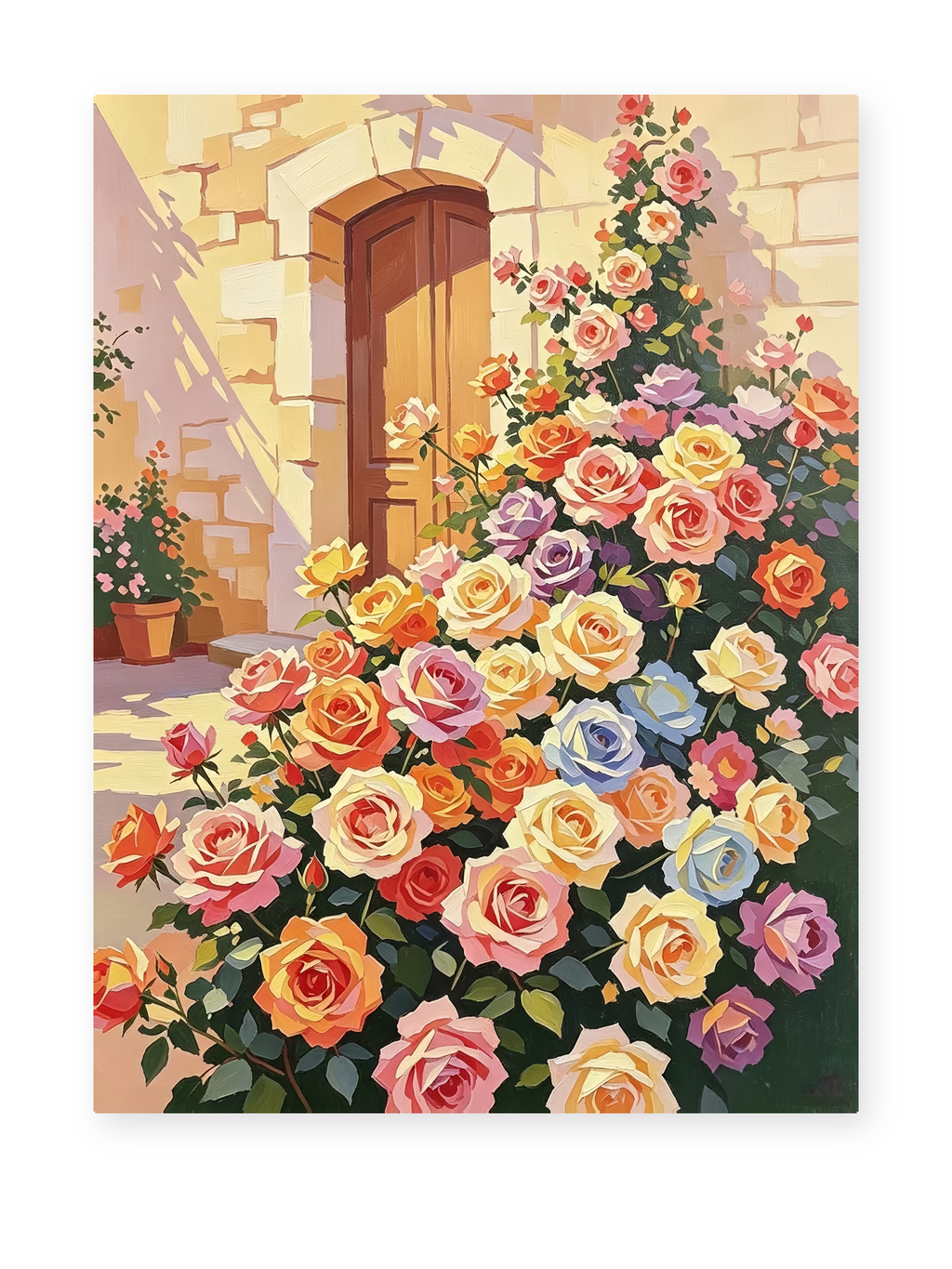Rose Garden Door paint by numbers artwork for adults