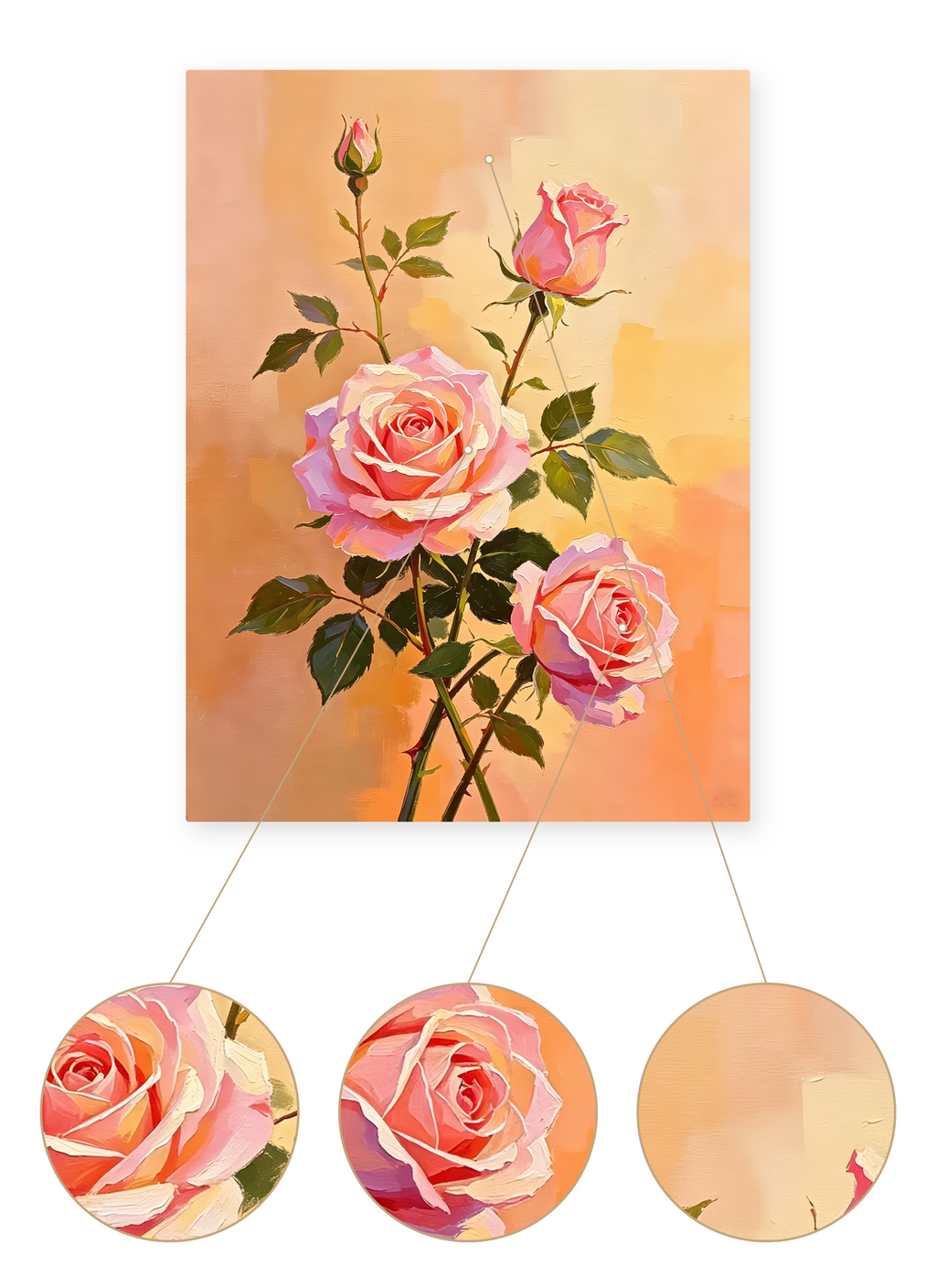 Blushing Roses finished artwork detail