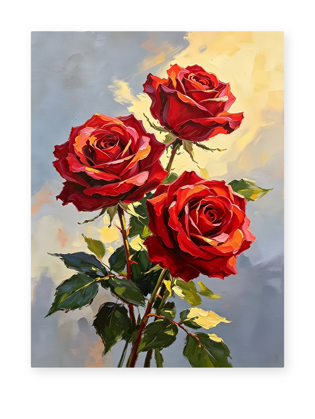 Crimson Roses paint by numbers artwork for adults