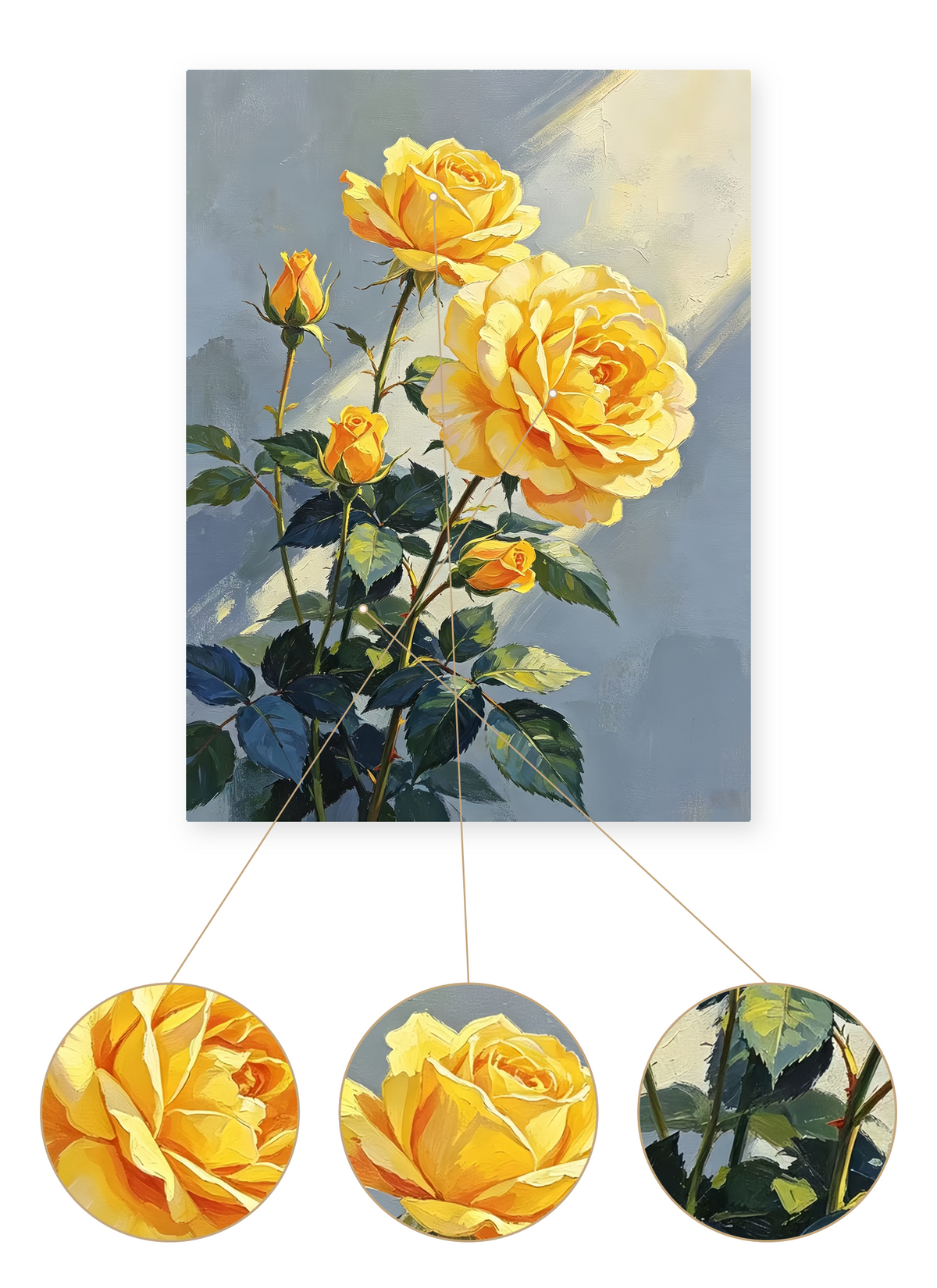 Golden Roses finished artwork detail