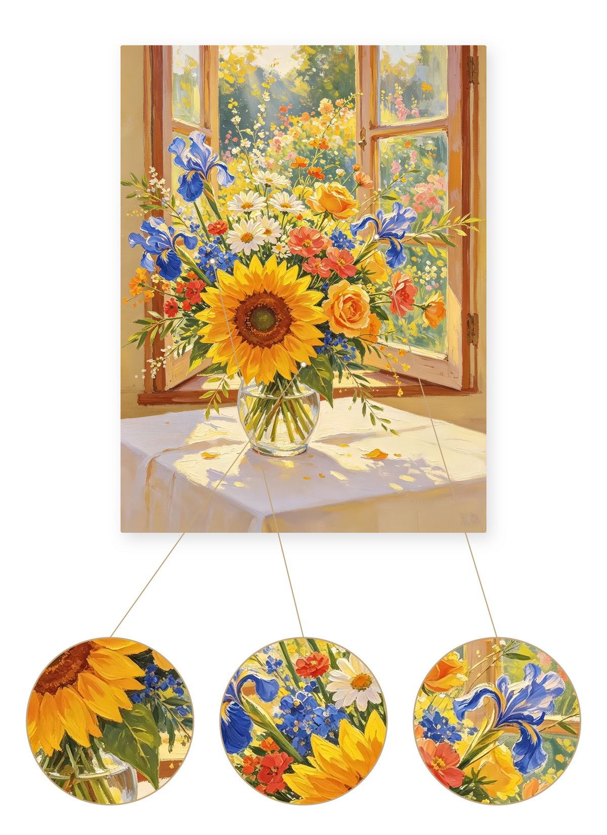 Sunny Window Bouquet finished artwork detail