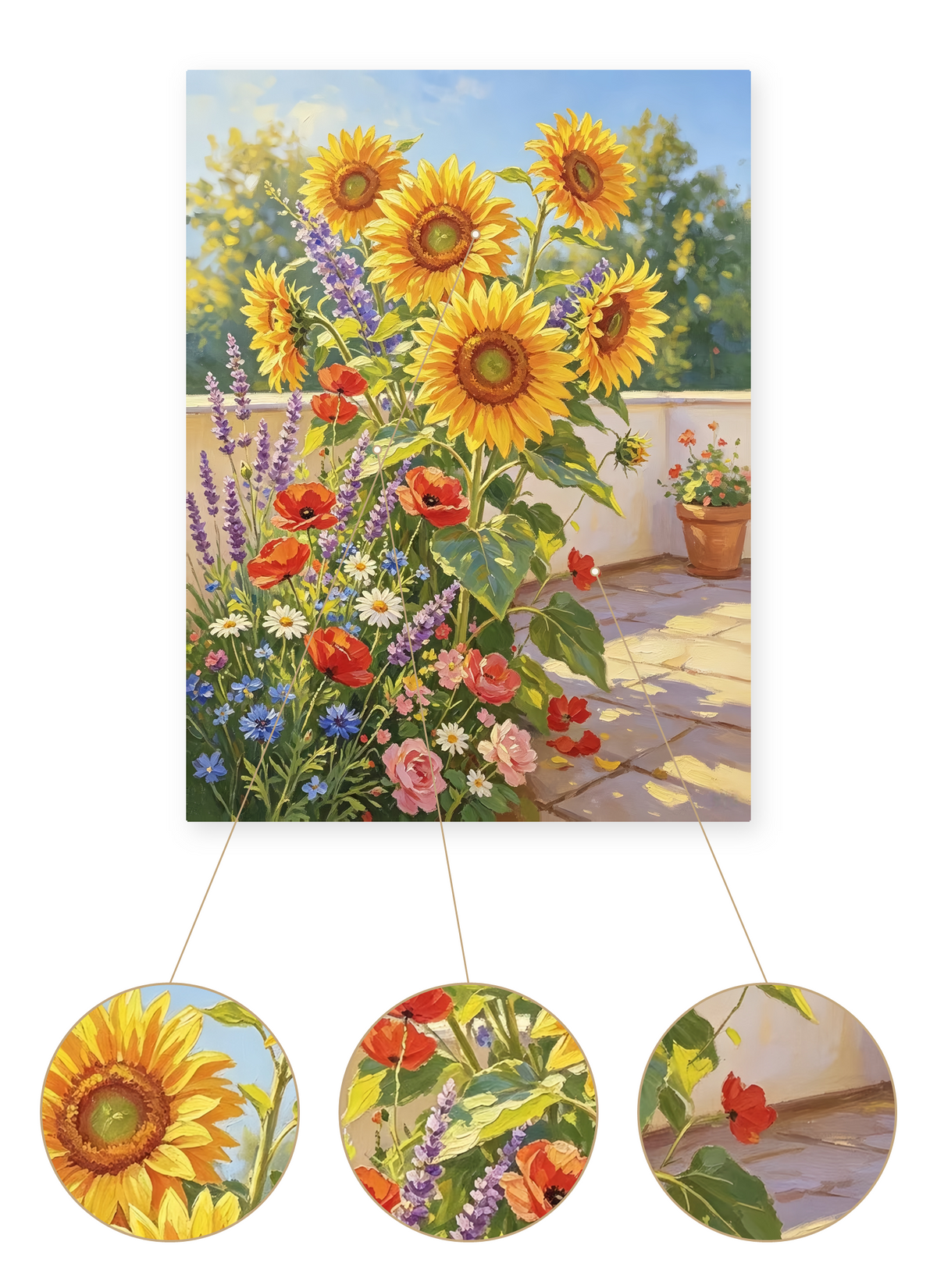 Sunflower Garden finished artwork detail