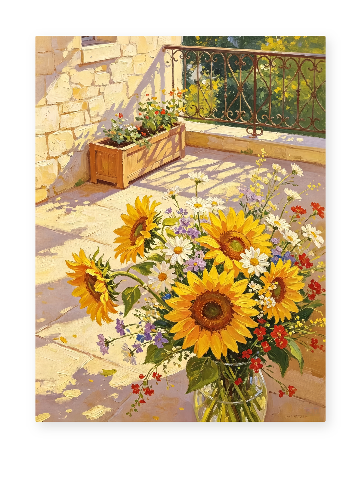 Sunflower Terrace paint by numbers artwork for adults