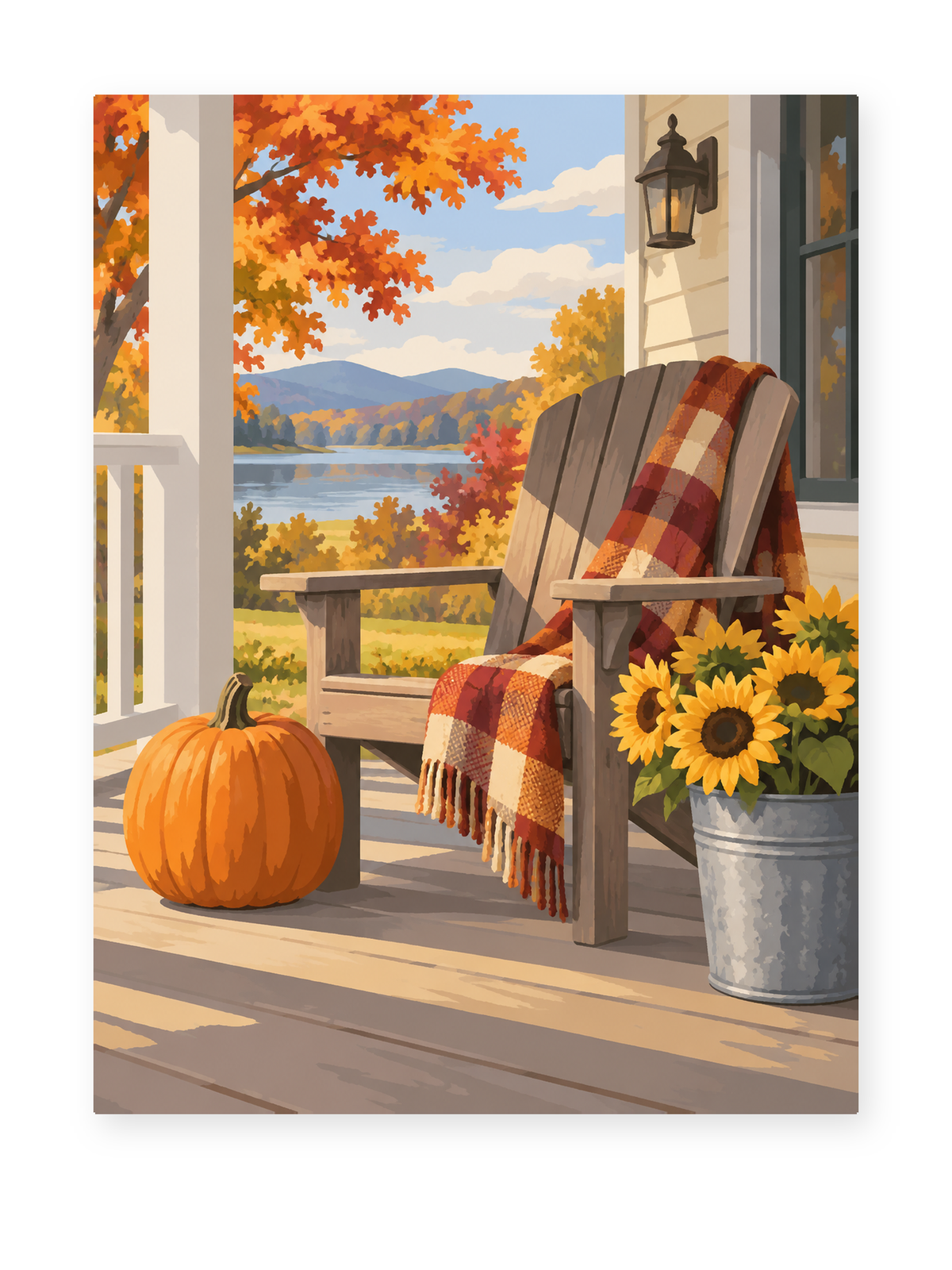 Autumn Porch paint by numbers artwork for adults