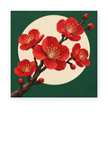 Scarlet Plum Blossoms paint by numbers artwork for adults