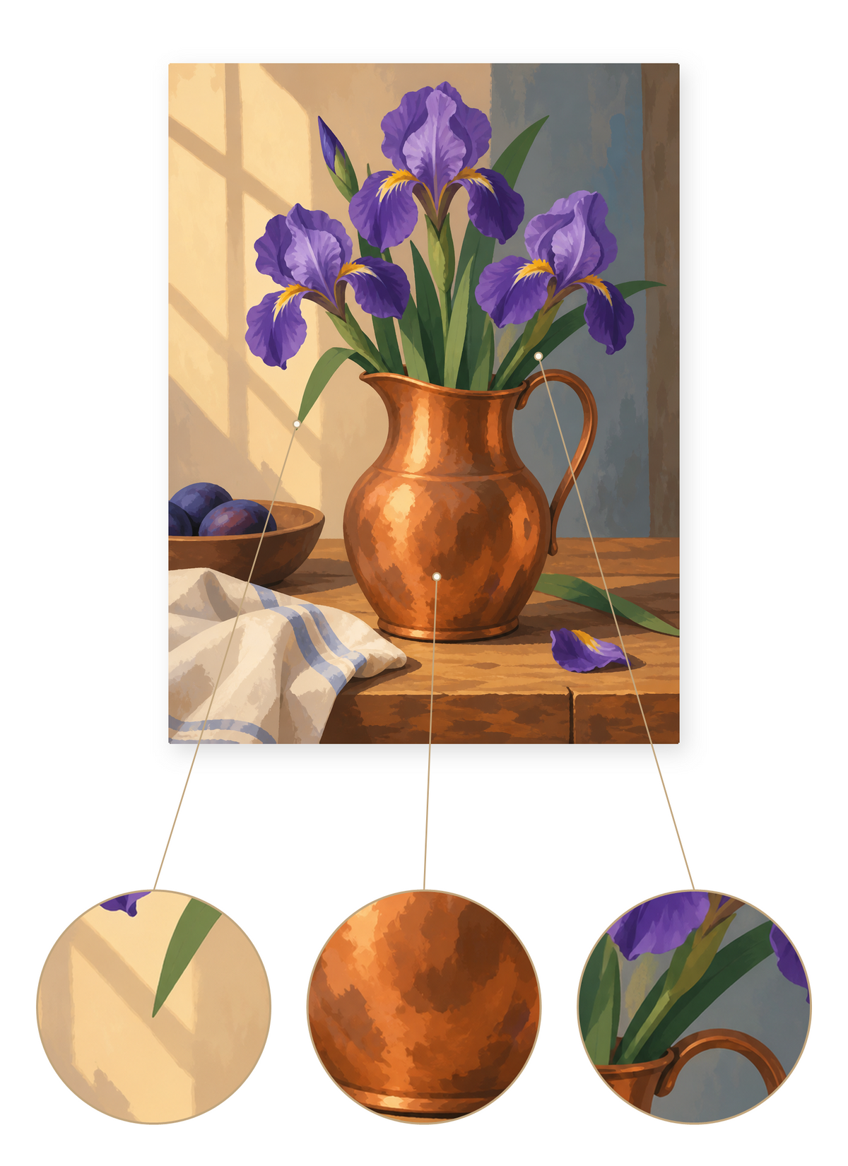 Copper Iris finished artwork detail