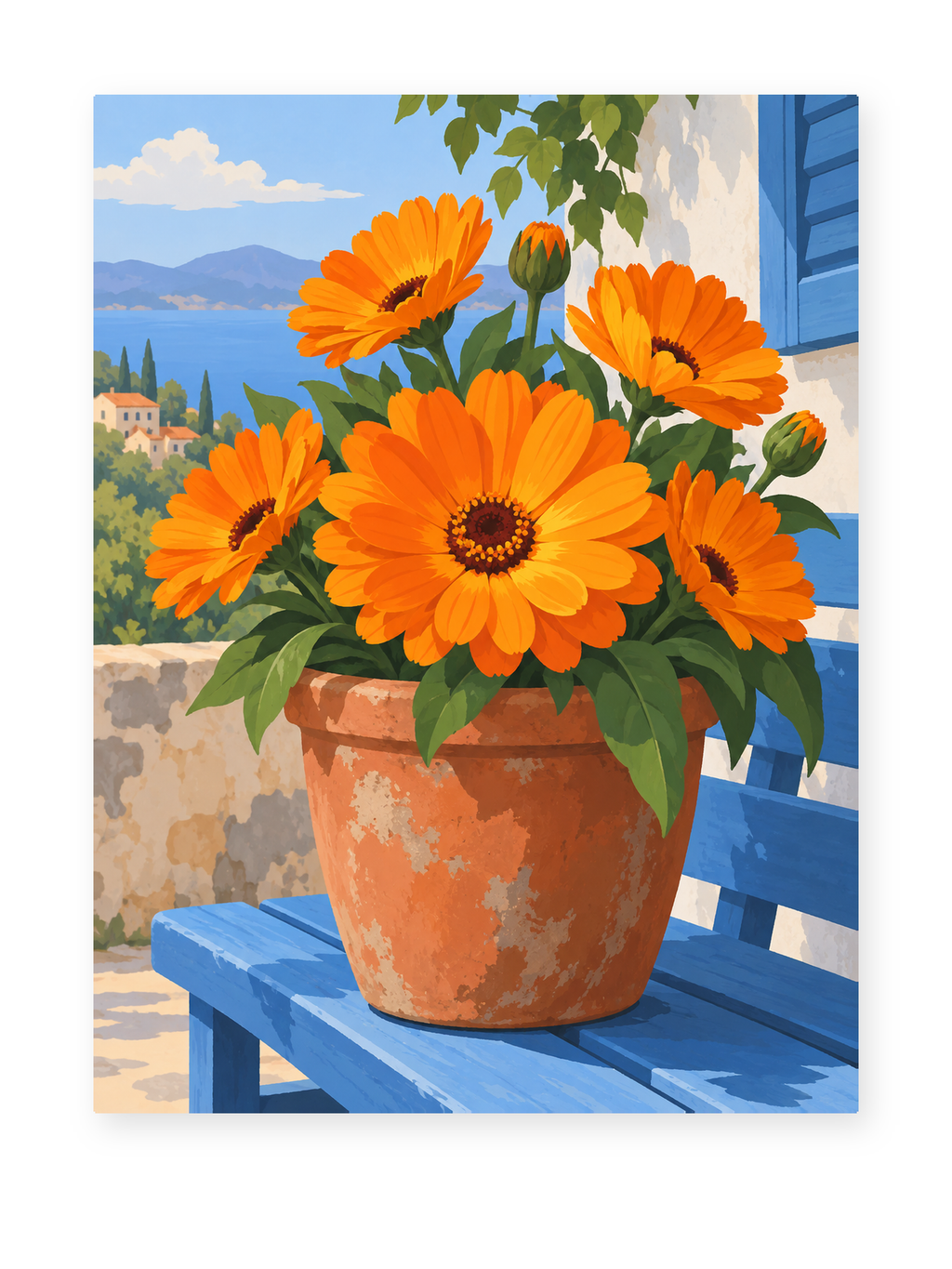 Orange Gerberas paint by numbers artwork for adults