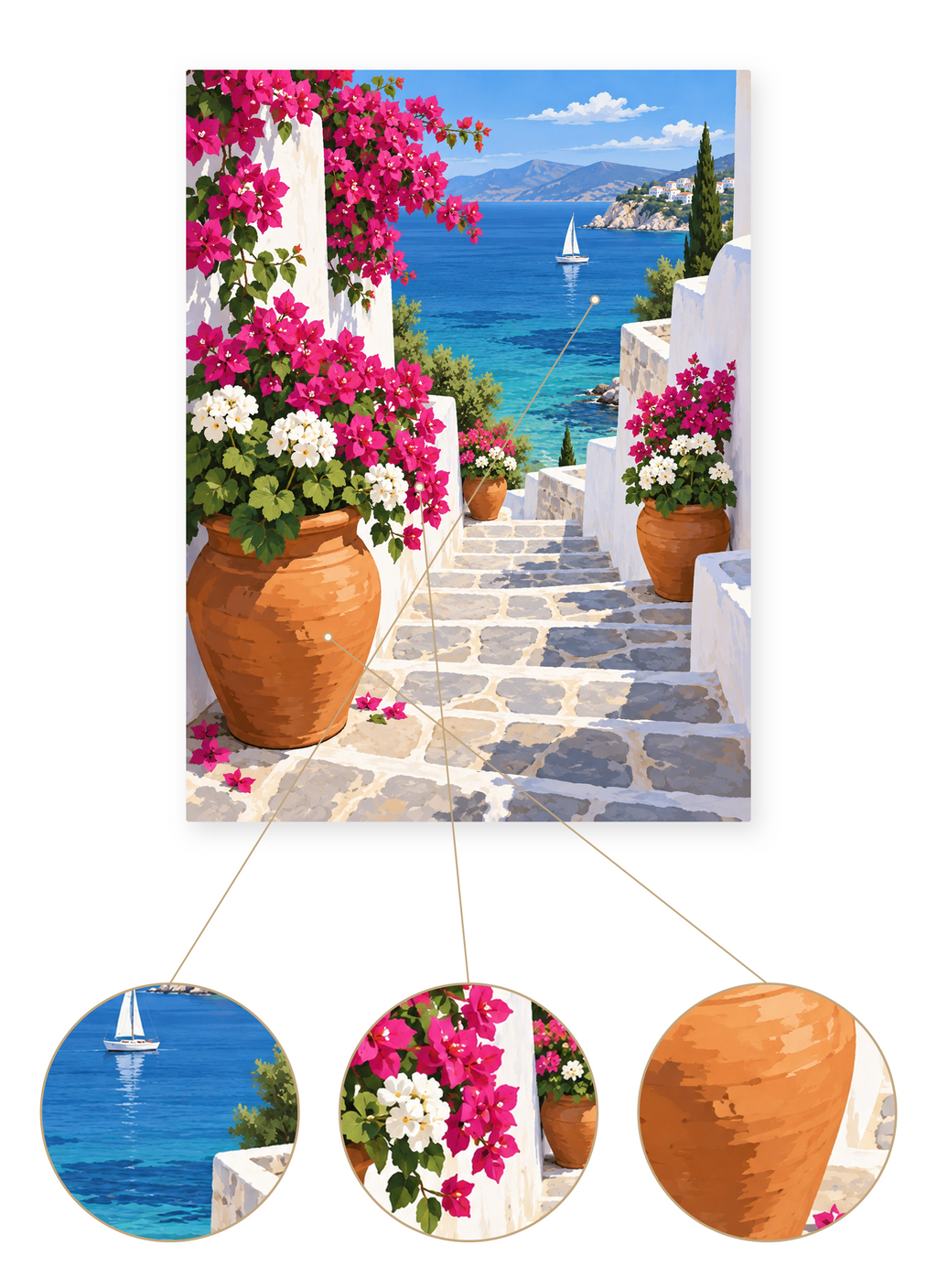 Aegean Blooms finished artwork detail