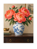 Porcelain Peonies paint by numbers artwork for adults