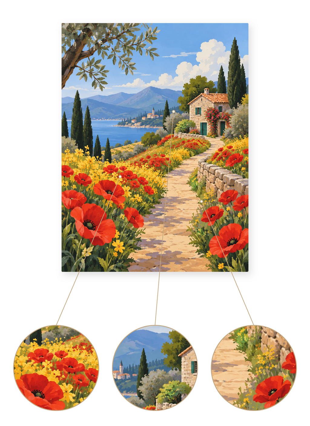 Tuscan Poppy Path finished artwork detail
